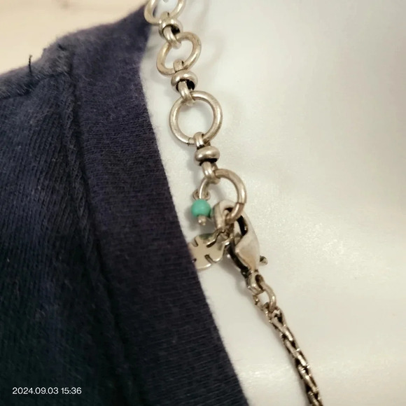 Lucky Brand Three Strand Layered Necklace Aztec Tribal Pendant Silver Tone - Picture 3 of 9